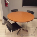 Medium Oak 36" Round Meeting Table, Chrome Base